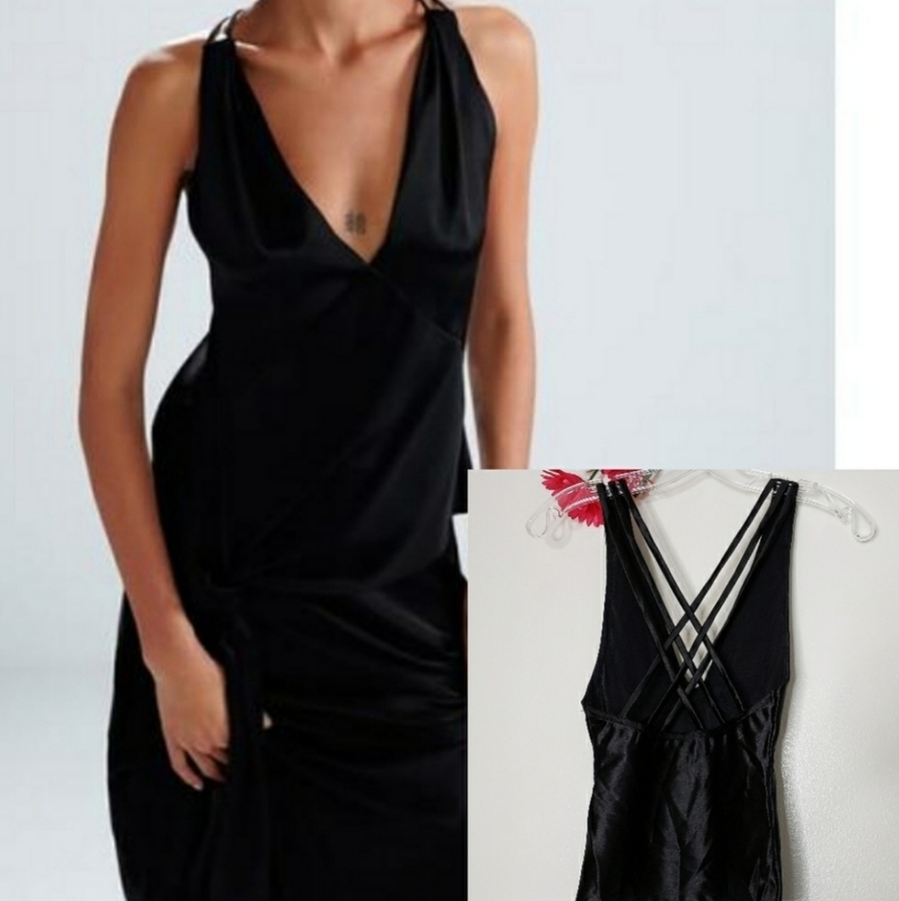 Free People Crop Tank Straps Top Stretch Goth Punk Flirty Glam Celeb Style